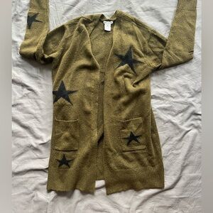 #44 SWEET ROMEO Boutique Army Green Starred Cardigan Size M